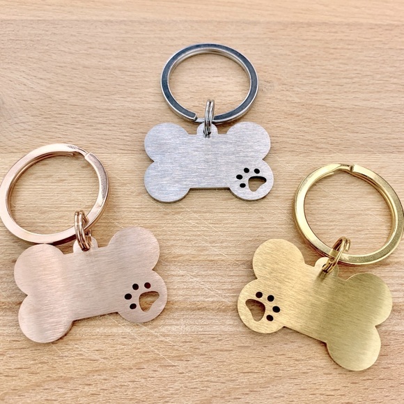 Personalized Dog Name Tag, Engraved Pet Tag, Bone Shape, Stainless Steel Dog Tag - Picture 2 of 3
